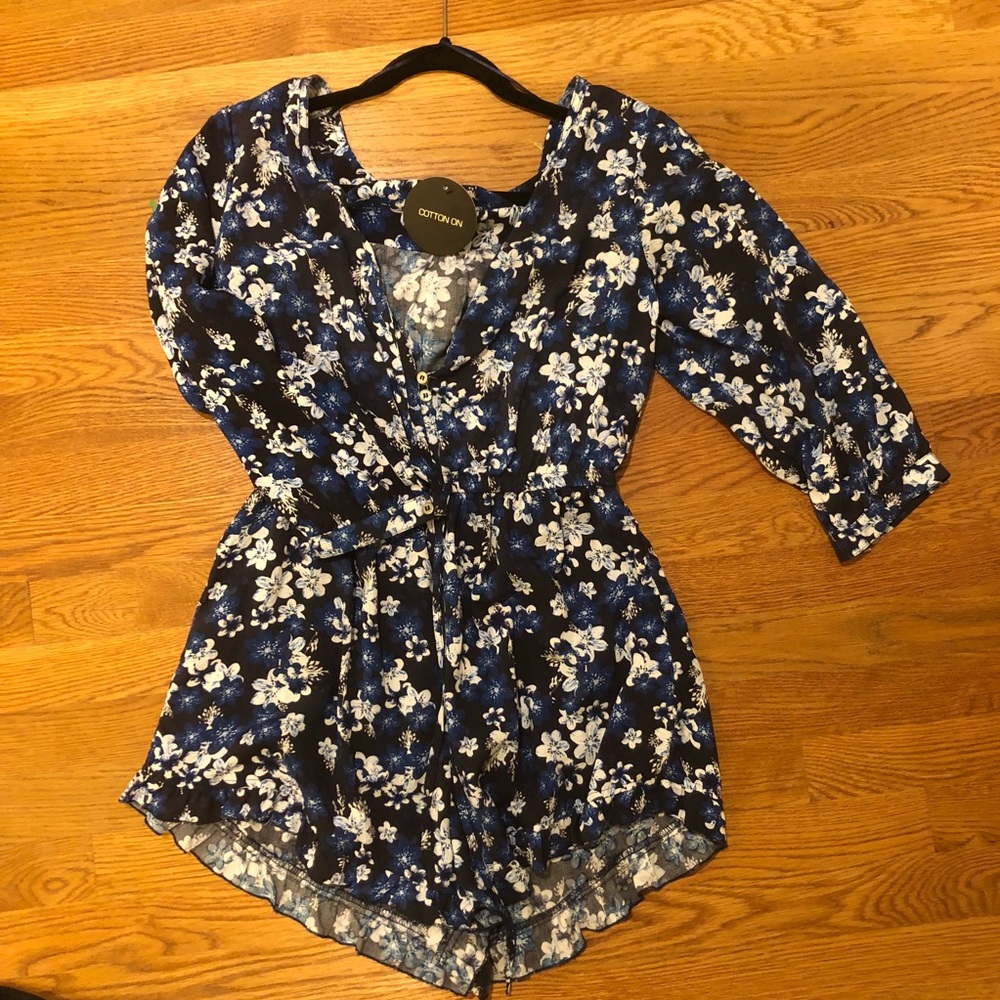 Blue Floral Romper